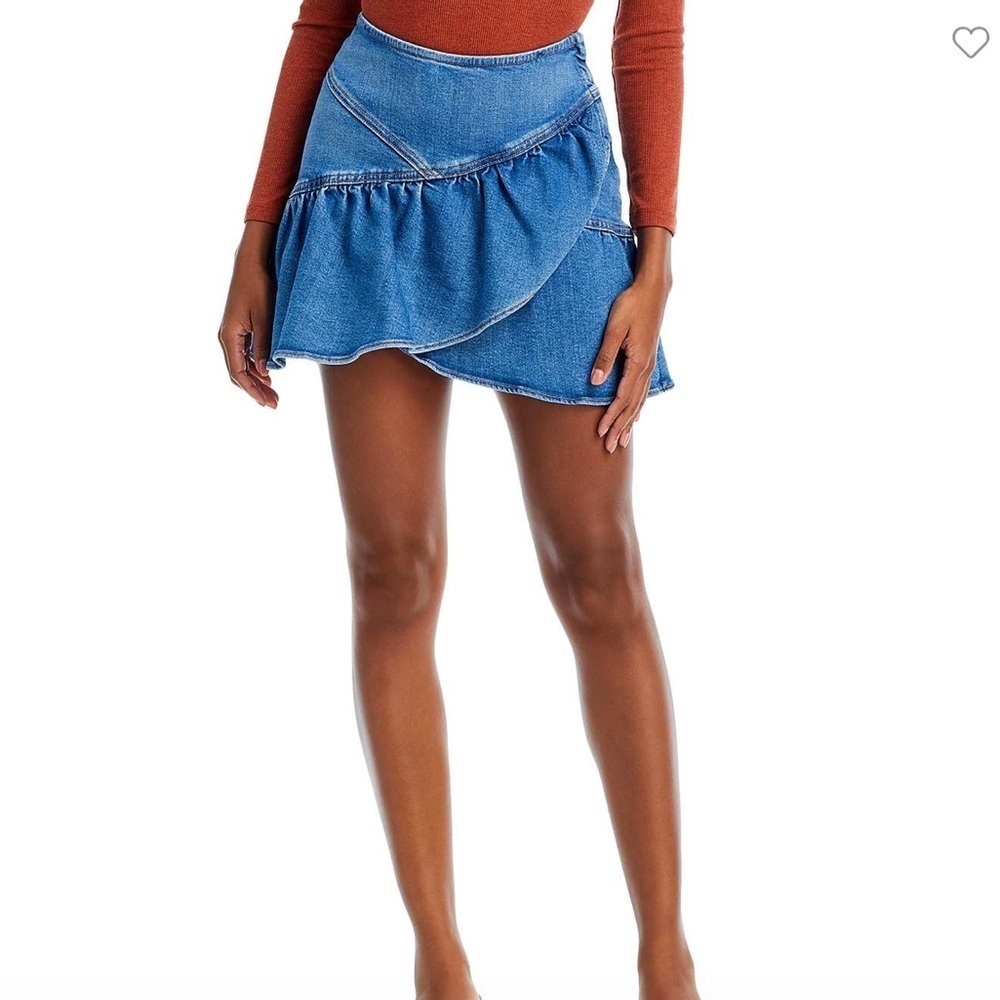 MOTHER The Minx Ruffled Denim Mini Skirt Size 30 in Layover